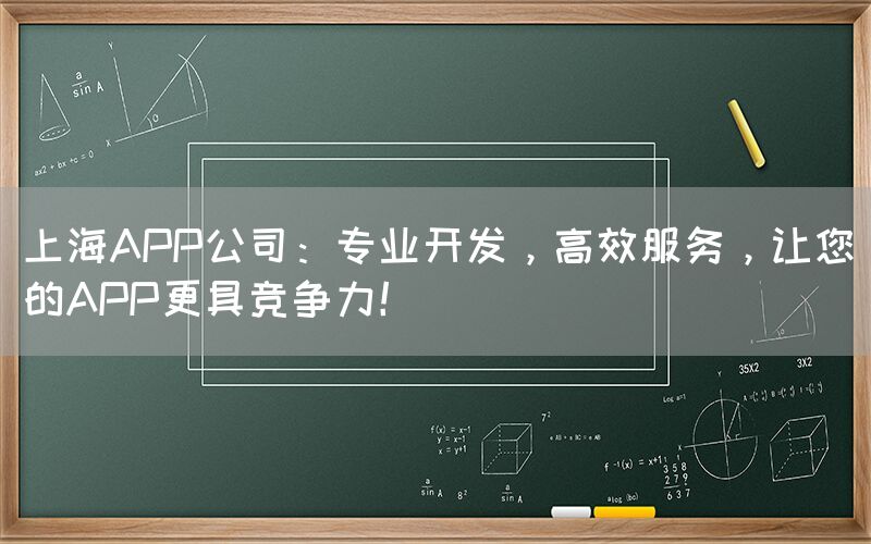 上海APP公司：专业开发，高效服务，让您的APP更具竞争力！