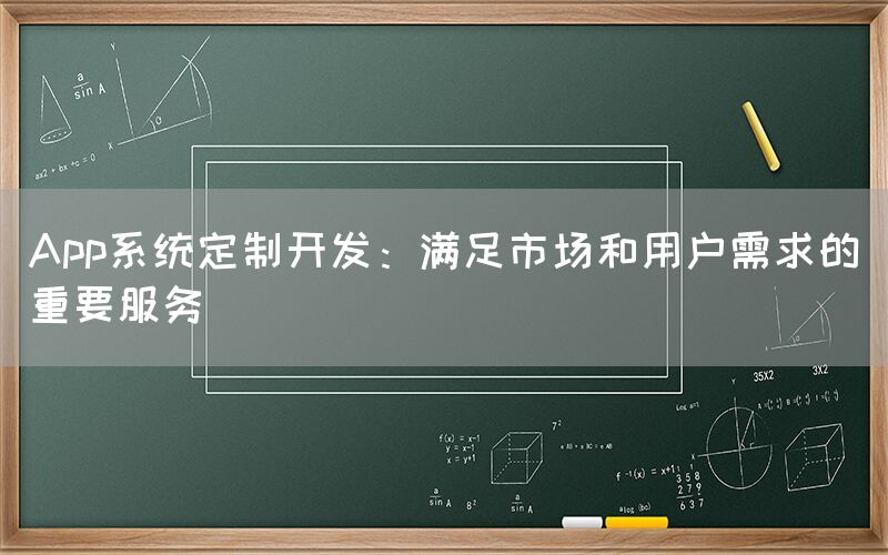 App系统定制开发：满足市场和用户需求的重要服务